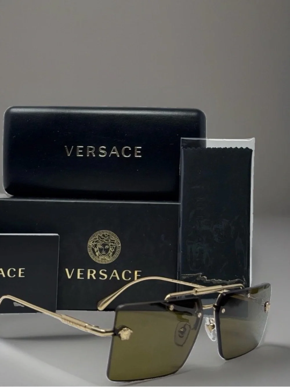 NEW VERSACE VE2245 1002/73  UNiSEX GOLD / BROWN SUNGLASSES 60-13-145  LUXURY SET